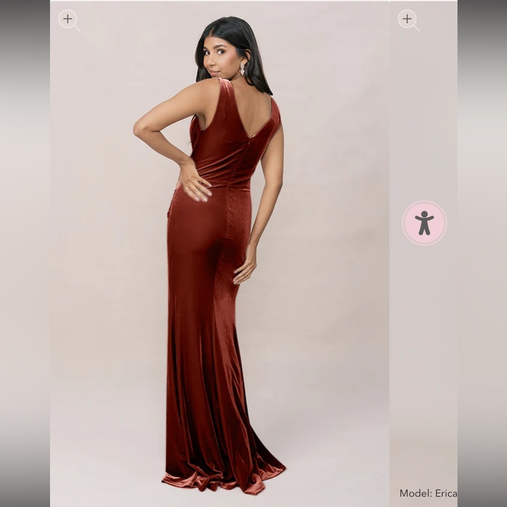 Revelry Dawson Velvet Dress in Terracotta Size 4 Bridesmaid Dress - Picture 2 of 7